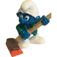 Schleich smurf met bezem - Speelfiguur - De Smurfen - 20462 - 6 cm