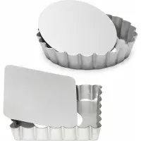 Patisse Set van 2x mini taart/quiche bakvormen vierkant en rond zilver 10 cm - Bakringen