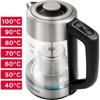 Concept Czajnik elektryczny szklany RK4190 CONCEPT, Waterkoker, Transparant, Zilver, Zwart