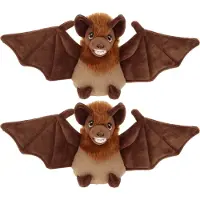 Keel Toys pluche vleermuis knuffeldier - 2x - bruin - vliegend - 15 cm