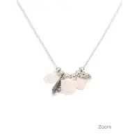 Heaven Eleven - dames ketting - ballchain stainless staal - Rozenkwarts hart en bloem - 100cm