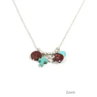 Heaven Eleven dames Ketting ballchain - wishbone-turkoois kruisje - bruin peace