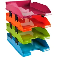 Exacompta Plastic Table Tray Harlequin Set Of 4 Units Assorted Transparant Kinderen