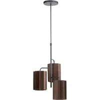 Light & Living Hanglamp 3L Ø48x25 cm EDISA velvet donker bruin+mat zwart