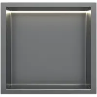 Guido Gusto Gun Metal RVS Inbouwnis 30x30x10cm met LED verlichting