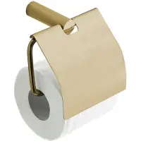 Wiesbaden Ida toiletrolhouder met klep geborsteld messing