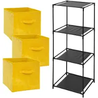 Bathroom Solutions Storage Solutions Opbergrek Smartrack - met 3x mandjes stof - geel - 34 x 104 cm - Opbergkastjes