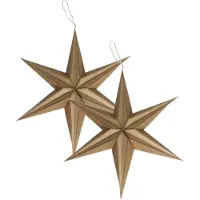Gerimport 2x stuks papieren decoratie kerstster lampionnen bruin 30 cm - Kerststerren