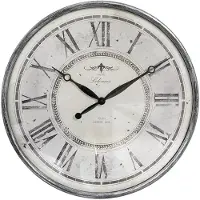 Clayre & Eef Wandklok Ø 50x6 cm Grijs Beige Kunststof Glas Hotel Lelouver Paris depuis 1898 Muurklok Grijs Muurklok