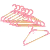 Bathroom Solutions Storage Solutions kledinghangers voor kinderen - 18x - kunststof/hout - roze - Sterke kwaliteit - Kledinghangers