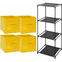 Bathroom Solutions Storage Solutions Opbergrek Smartrack - met 4x mandjes stof - geel - 34 x 104 cm - Opbergkastjes