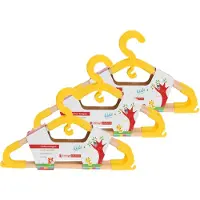 Bathroom Solutions Storage Solutions kledinghangers voor kinderen - 9x - kunststof/hout - geel - Sterke kwaliteit - Kledinghangers