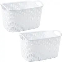 Forte Plastics Plasticforte opbergmand/kastmandje - 2x - 6,4 liter - ivoor wit - kunststof - 19 x 29 x 18 cm - Opbergbox