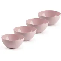 Forte Plastics Plasticforte kommetjes/schaaltjes - 4x - dessert/ontbijt - kunststof - D17 x H8 cm - roze - Kommetjes