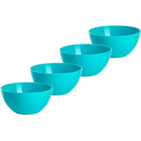 Forte Plastics Plasticforte kommetjes/schaaltjes - 4x - dessert/ontbijt - kunststof - D17 x H7 cm - blauw - Kommetjes