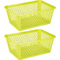 Forte Plastics Plasticforte opbergmand/kastmandje - 2x - 13 liter - groen - kunststof - 26 x 37 x 14 cm - Opbergbox