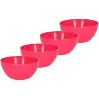 Forte Plastics Plasticforte kommetjes/schaaltjes - 4x - dessert/ontbijt - kunststof - D14 x H6 cm - fuchsia roze - Kommetjes