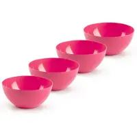 Forte Plastics Plasticforte kommetjes/schaaltjes - 4x - dessert/ontbijt - kunststof - D17 x H8 cm - fuchsia roze - Kommetjes