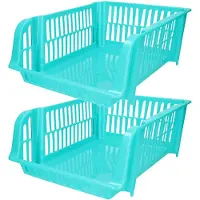 Forte Plastics Plasticforte Stapelbare opbergmand - 2x - Blauw - 16L - kunststof - 38 x 28 x 15 cm - Opbergmanden