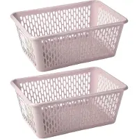 Forte Plastics Plasticforte opbergmand/kastmandje - 2x - 6,5 liter - roze - kunststof - 20 x 30 x 11 cm - Opbergbox