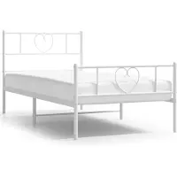 vidaXL Bedframe met hoofd- en voeteneinde metaal wit 90x190 cm