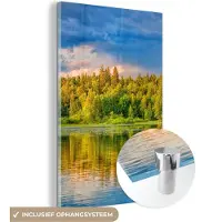 MuchoWow Glasschilderij 60x90 cm - Schilderij acrylglas - Water - Natuur - Bos - Foto op glas - Schilderijen