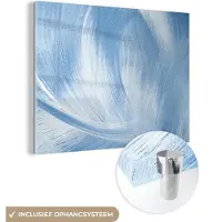 MuchoWow Glasschilderij 160x120 cm - Schilderij acrylglas - Blauw - Acrylverf - Design - Foto op glas - Schilderijen