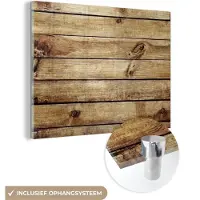 MuchoWow Glasschilderij 160x120 cm - Schilderij acrylglas - Hout - Planken - Structuur - Foto op glas - Schilderijen