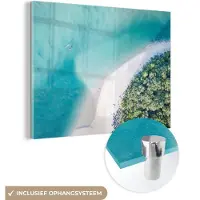 MuchoWow Glasschilderij 160x120 cm - Schilderij acrylglas - Zee - Zon - Australië - Foto op glas - Muurdecoratie woonkamer - Wanddecoratie slaapkamer - Schilderijen