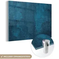 MuchoWow Glasschilderij 180x120 cm - Schilderij acrylglas - Natuursteen - Beton - Steen - Blauw - Foto op glas - Schilderijen