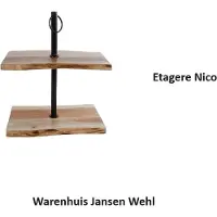 Coppens Etagere Nico naturel/zwart metaal/acacia 35,5x20x42cm