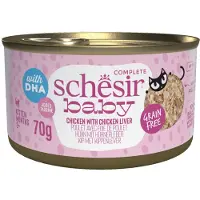 Schesir Baby kip met kippenlever (in bouillon) natvoer kitten (blikjes) 2 trays (24 x 70 g)