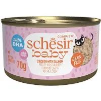 Schesir Baby kip met zalm (in bouillon) natvoer kitten (blikjes) 1 tray (12 x 70 g)