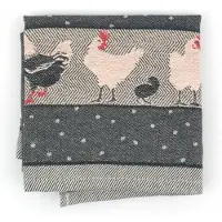 Bunzlau Castle Theedoek Chickens Zwart