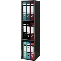 Hioshop Offas3 kantoor wandkast 3 planken zwart.