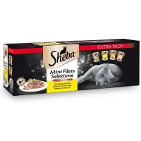 Sheba natte kattenvoeding minifilets gevogelte duopack - 80 stuks - eend, kip, kalkoen, gevogelte - 6800 gram