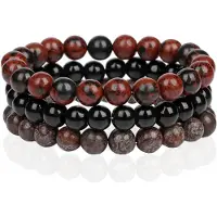 Memphis Stacked Heren Armbanden set - 8mm Brown-21cm