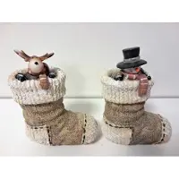 Formano Kerst - Sneeuwpop en Hert - Decoratie - 2 set - Sok - Polyserin - 14x10x6cm