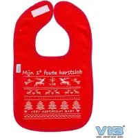 Vib - Slabbetje Luxe velours - Mijn 1e foute kerstslab Rood - Babykleertjes - Slabbetjes - zwangerschap aankondiging - baby aankondiging