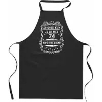Mijncadeautje Zo goed met - 74 jaar - Keukenschort Classic - 100% katoen - leeftijd - geboortejaar - verjaardag en feest - cadeau - kado - unisex - zwart - Unisex