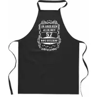 Mijncadeautje Zo goed met - 57 jaar - Keukenschort Classic - 100% katoen - leeftijd - geboortejaar - verjaardag en feest - cadeau - kado - unisex - zwart - Unisex
