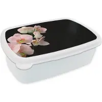 MuchoWow Broodtrommel Wit - Lunchbox - Brooddoos - Orchidee - Bloemen - Roze - Stilleven - Flora - 18x12x6 cm - Volwassenen