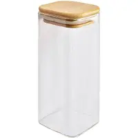 Clayre & Eef Voorraadpot 6x6x15 cm Transparant Glas Voorraadbus Transparant Voorraadbus