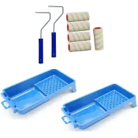 Benson 5x verfroller incl 2 beugels en 2 verfbakken voor diverse verfsoorten 10 cm - Verfrollers