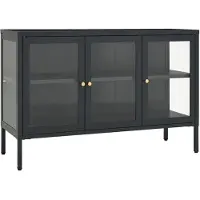 vidaXL Dressoir 105x35x70 cm staal en glas antracietkleurig
