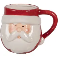 Clayre & Eef Mok Kerstman 370 ml Rood Wit Keramiek Kerstdecoratie Rood Kerstdecoratie