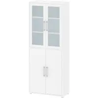 Hioshop Prisme kantoorbenodigdheden 2 glazen deuren, 2 deuren wit.