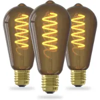 Calex Spiraal Filament LED Lamp - Set van 3 stuks - Rustiek Vintage Lichtbron - E27 - Natural - Warm Wit Licht - Dimbaar