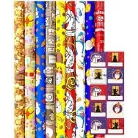 Benza Sinterklaas Cadeaupapier - Assortiment Sinterklaaspapier Inpakpapier inc. 20 Naamstickers - 300 x 70 cm - 3 rollen