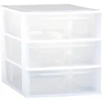 Eda Ladenkast/bureau organizer wit stapelbaar A4 met 3x lades L36 x B26 x H28 cm - Ladeblok